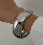 Waterproof silver chunky dome cuff bracelet Biya Accessoires UAE.