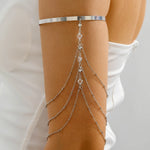 Waterproof silver draped chain arm cuff Biya Accessoires UAE.
