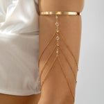 Waterproof gold draped chain arm cuff Biya Accessoires UAE.