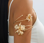 Waterproof 18K gold orchid upper arm cuff Biya Accessoires UAE.
