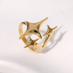 Modern luxury fine art editorial jewelry sculpted North Star ring gift for her.