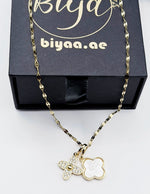 Modern luxury white onyx style and crystal gold necklace Dubai.