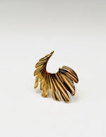 18K gold plated oversized sculpted fan statement ring by Biya Accessoires.