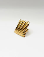 Waterproof gold sculpted pleat adjustable ring for women Dubai.