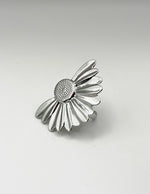 silver plated half bloom statement ring by Biya Accessoires.