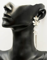 مجوهرات دبي silver plated long tassel fairy flower earrings for women.