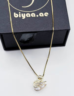Waterproof non-tarnish artificial gold jewelry swan pendant in a luxury gift box.