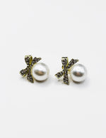 Biya Accessoires artificial jewellery online dubai crystal bow earrings dubai and pearl drop.
