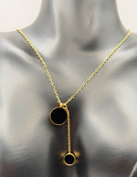 Everyday luxury fashion jewelry gold lariat necklace with durable PVD coating in Dubai.