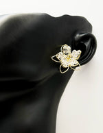 مجوهرات دبي gold plated handmade crystal blossom earrings for women.
