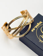 Hypoallergenic gold plated wide architectural cage bracelet United Arab Emirates.