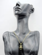 18K gold plated crowned green heart crystal pendant necklace.