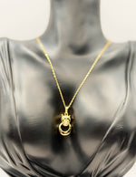 Waterproof gold feline statement necklace with crystals in luxury gift box.
