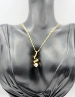 Waterproof gold twist drop necklace with brilliant cut crystal Dubai.