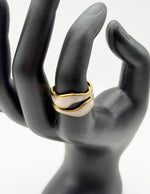 Hypoallergenic non-tarnish high polish abstract white and gold ring UAE.