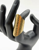 Modern luxury fine art editorial jewelry wide band hammered ring gift for her.