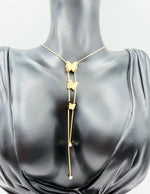 Biya Accessoires 18K gold plated frosted butterfly lariat necklace with adjustable chain gift for her