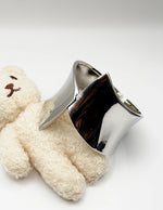 Non-tarnish thick concave silver bangle for women Dubai luxury fashion.