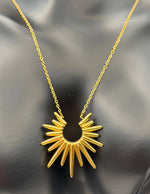 Premium gold rhodium plated architectural necklace gift Dubai.