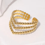 Modern luxury fine art gold editorial jewelry triple stack ring gift for her.