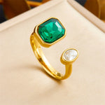 Modern luxury gold adjustable twin stone ring gift for her.