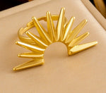 Modern luxury gold adjustable sunburst statement ring gift for her.