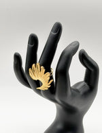 Waterproof gold large abstract botanical adjustable ring for women Dubai.