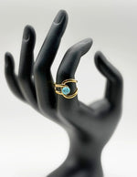 Waterproof gold minimalist turquoise adjustable ring for women Dubai.