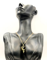 Biya Accessoires 18K gold plated mermaid moon necklace with crystals.