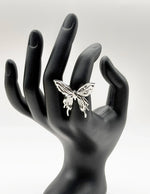 Waterproof silver large molten butterfly adjustable ring for women Dubai.