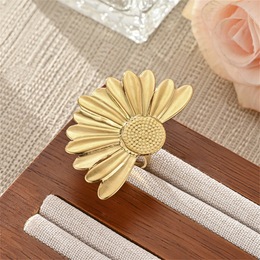 Soleil Sunburst Half-Bloom Statement Ring | 18K Gold Plated | Waterproof