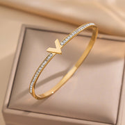 Vanguard Chevron Crystal Bangle | 18K Gold Plated & Silver | Waterproof