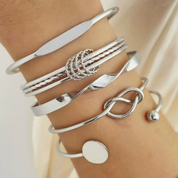 Non-tarnish silver statement bracelet set for women Dubai luxury fashion.