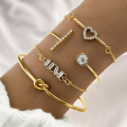 Hypoallergenic gold plated baguette crystal and solitaire cuff United Arab Emirates.