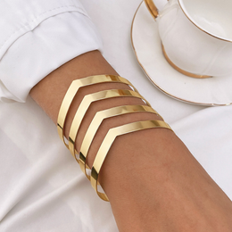 The Apex Geometric Chevron Cuff | 18K Gold Plated Statement Bangle | Waterproof & Non-Tarnish