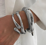 Waterproof silver chunky liquid metal cuff bracelet Biya Accessoires UAE.