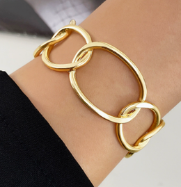 The Continuum Oversized Chain Bangle | 18K Gold Plated Statement Cuff | Waterproof & Non-Tarnish