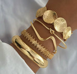 Waterproof 18K gold 5 piece statement bangle stack Biya Accessoires UAE.