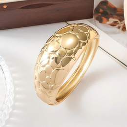 The Molten Pebble Dome Cuff | Premium 18K Gold Plated Hinged Bangle | Waterproof & Non-Tarnish