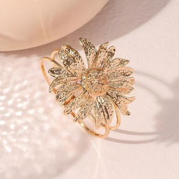 The Gilded Blossom Statement Cuff | 18K Gold Plated Floral Bangle | Waterproof & Non-Tarnish