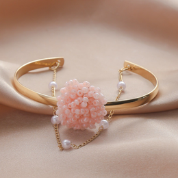 The Ethereal Cluster Layered Bangle Set | 18K Gold Plated Crystal & Pearl Cuff | Waterproof & Non-Tarnish