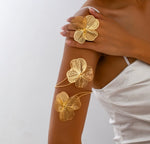 Waterproof 18K gold filigree floral arm cuff and ring set Biya Accessoires UAE.