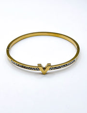 Vanguard Chevron Crystal Bangle | 18K Gold Plated & Silver | Waterproof