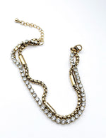 Waterproof gold layered crystal tennis bracelet for women Dubai.