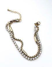Waterproof gold layered crystal tennis bracelet for women Dubai.