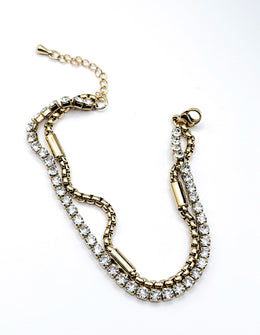 Waterproof gold layered crystal tennis bracelet for women Dubai.