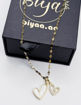 Luxury mother of pearl heart necklace gift for her.