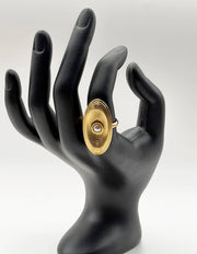Zenith Ripple Oval Pearl Statement Ring | 18K Gold Plated | Waterproof