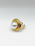 Waterproof gold large pearl artisan ring for women Dubai.
