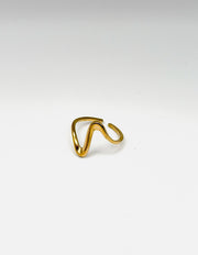 18K gold plated minimalist wave open ring by Biya Accessoires.